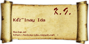 Kálnay Ida névjegykártya
